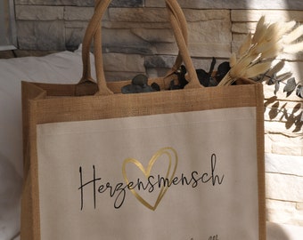 Personalized jute bag, beige, gift, souvenir, loved one...it's great that you exist!