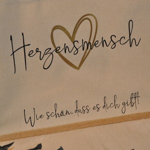 Personalisierte Jutetasche, beige, Geschenk, Mitbringsel, Herzensmensch...schön, dass es dich gibt Bild 2