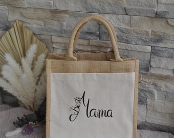 Bolsa de yute beige, regalo, recuerdo, "Mejor Mamá"