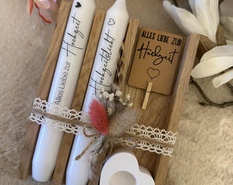 Set de regalo, boda, velas personalizadas, candelabro, corazón, forma de corazón, velas surtidas, novia, colega, pequeño regalo