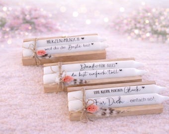Velas personalizadas, velas decorativas, set de regalo de 2 piezas, souvenir, varios diseños, color blanco
