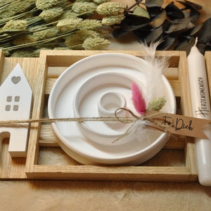 Gift set, candle plate house & candle of your choice, various messages image 3