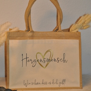 Personalisierte Jutetasche, beige, Geschenk, Mitbringsel, Herzensmensch...schön, dass es dich gibt Bild 7