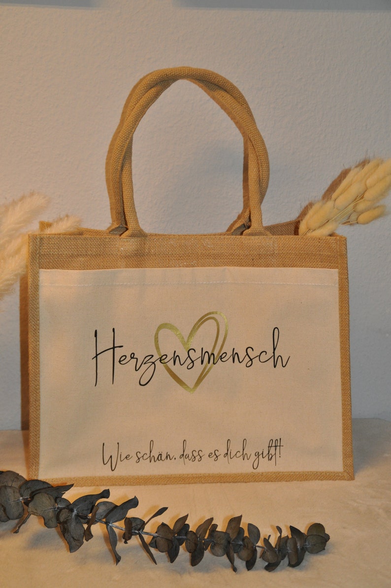 Personalisierte Jutetasche, beige, Geschenk, Mitbringsel, Herzensmensch...schön, dass es dich gibt Bild 7