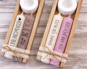 Juego de velas decorativas con frases: regalo para tu persona favorita, decoración romántica, hecho a mano.