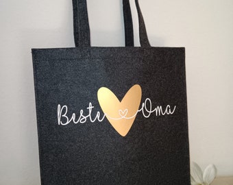 Filztasche, anthrazit, Geschenk, Mitbringsel, "Beste Oma"