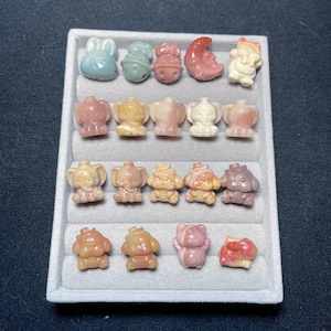 Bead Charms, Natural Carved Agate: Kawaii Animal Theme, DIY Supply