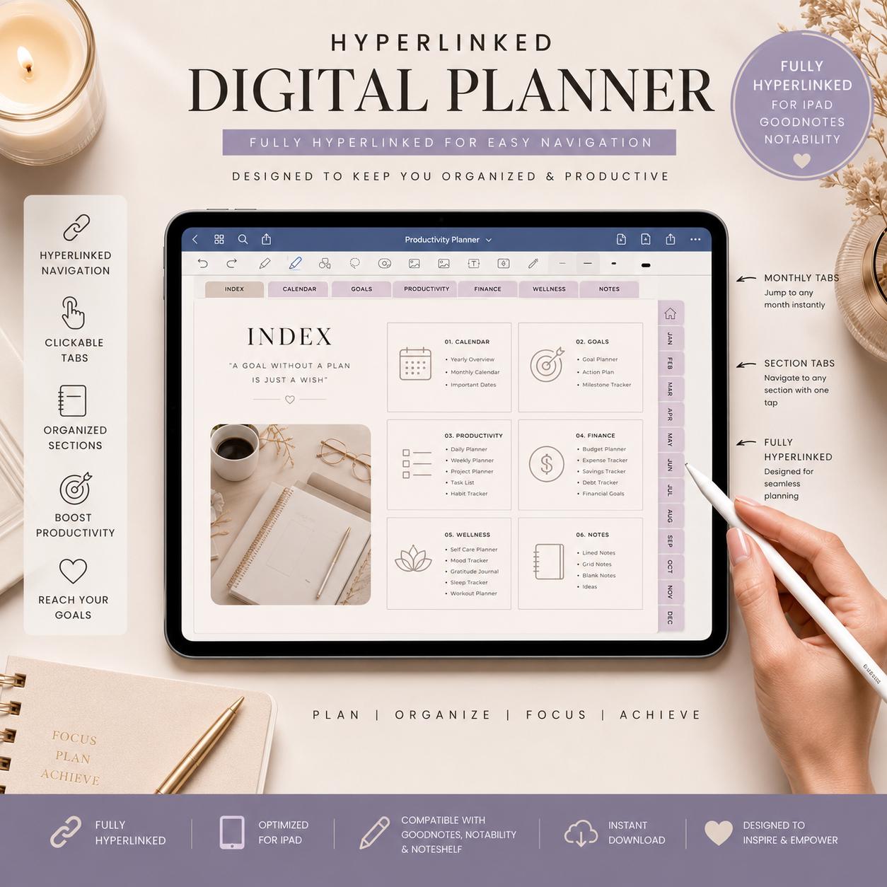 2026 Mega Digital Planner Bundle for iPad | Hyperlinked Canva Planner ...