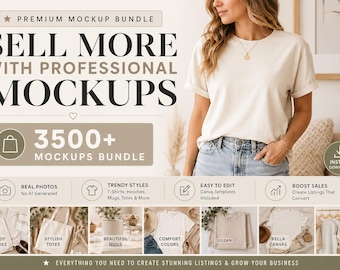 T Shirt Mockup Bundle 3500+ Canva Mockups, Bella Canvas 3001, Gildan Hoodie Mockups, Print On Demand Mockup Bundle, Etsy Seller Kit