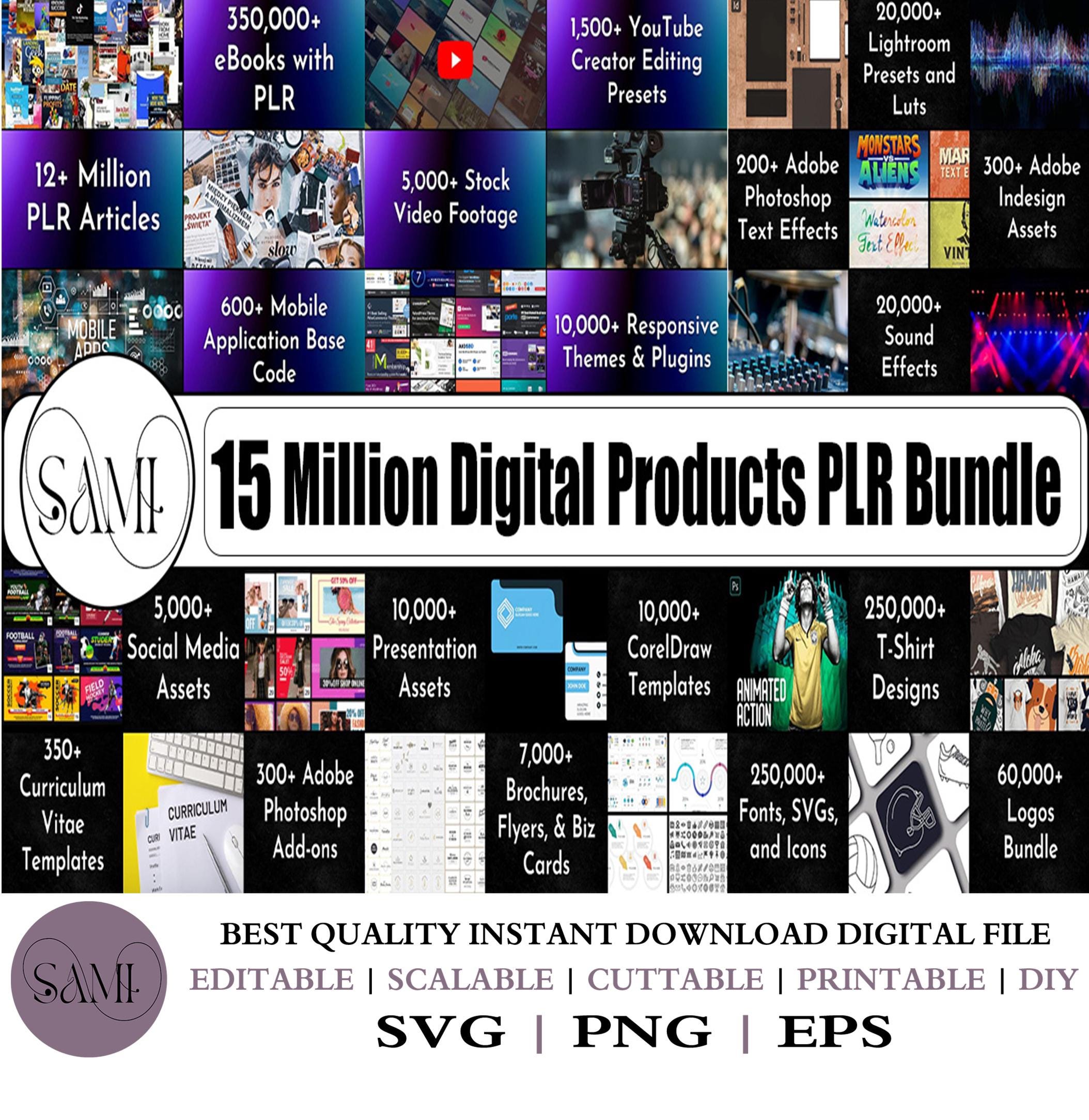 Get Inspired 15 Million Digital Products Bundle, eBooks | Adobe Files |Video Editing Bundle | Graphic Design | Developer Tools.