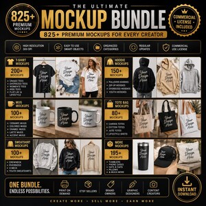 Ultimate Mockup Bundle Canva Printify Ready, T Shirt Mug Tote Bag Sweatshirt Mockups, PNG JPG Mockup Pack, Commercial License image 2