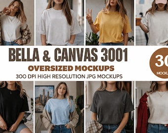 Bella Canvas 3001 Mockup Oversized T-Shirt Mockup Bundle Canva Editable Shirt Mockup Streetwear Mockup POD Mockup Commercial Use