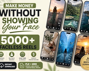 Bundel 5000+ anonieme rollen, bewerkbare canva-video's, PLR MRR-inhoud, Instagram-rollenset, online geld verdienen, TikTok-inhoud