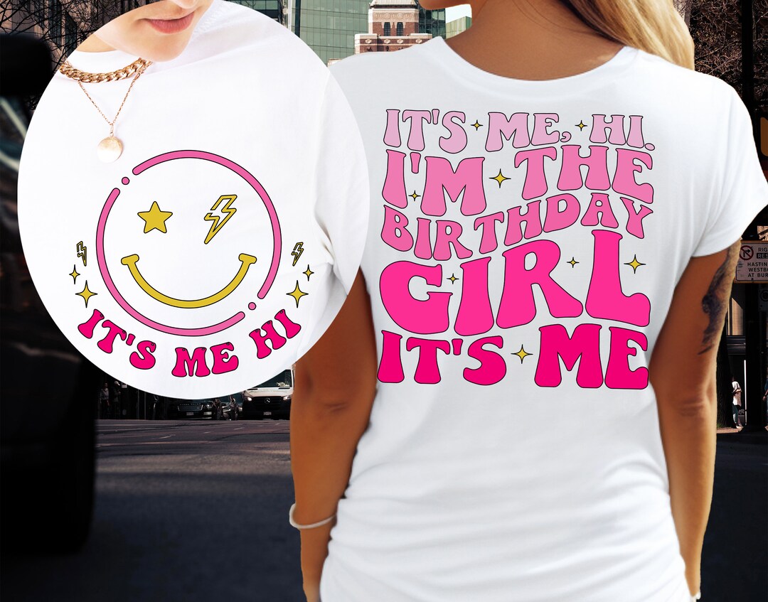 Glittery Pink 'It's Me Hi I'm The Birthday Girl' Banner - Photo Backdrop Wall Decor