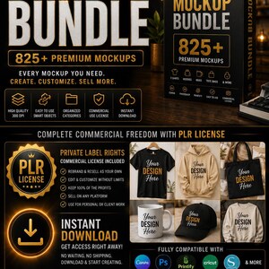 Ultimate Mockup Bundle Canva Printify Ready, T Shirt Mug Tote Bag Sweatshirt Mockups, PNG JPG Mockup Pack, Commercial License image 6
