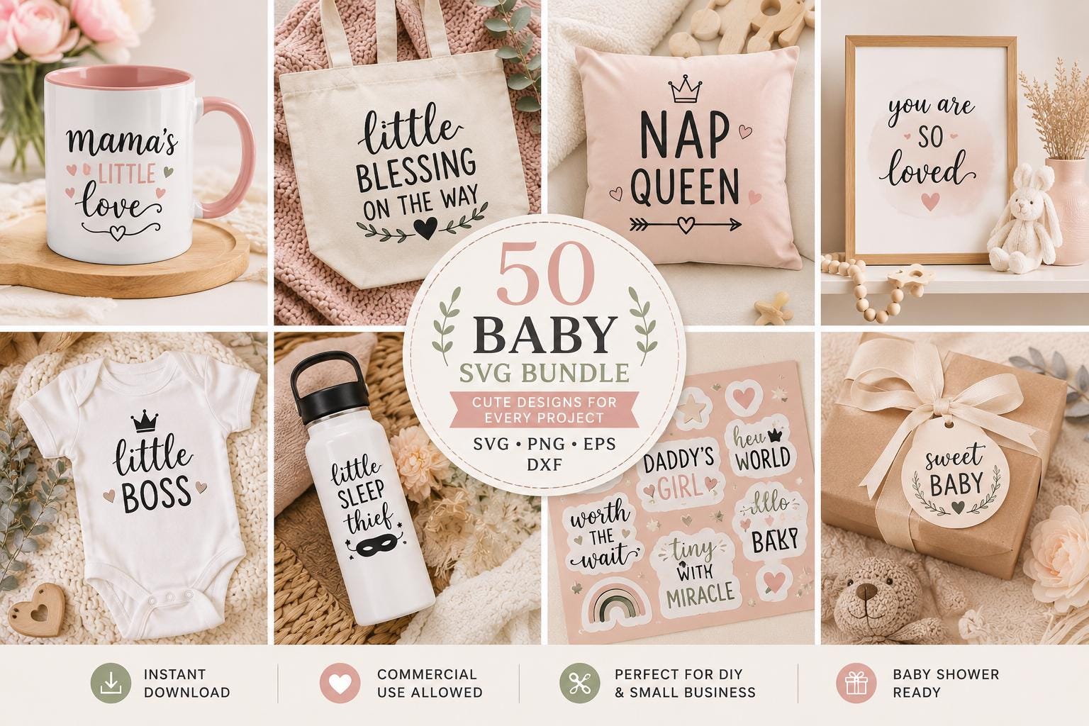 50 Baby SVG Bundle for Cricut, Funny Baby Quotes PNG, Baby Girl ...