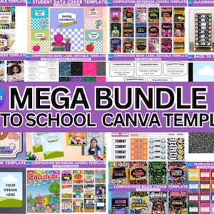 Editable Composition Book Cover Templates: Back to School Mega Bundle (Canva, Digital Download)