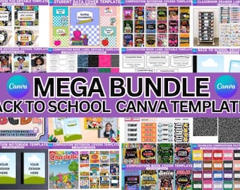 Editable Composition Book Cover Templates: Back to School Mega Bundle (Canva, Digital Download)