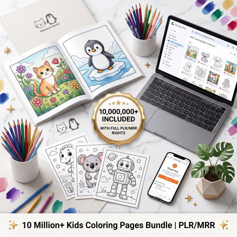 10 Million+ Kids Coloring Pages Bundle PLR MRR | Digital Download ...