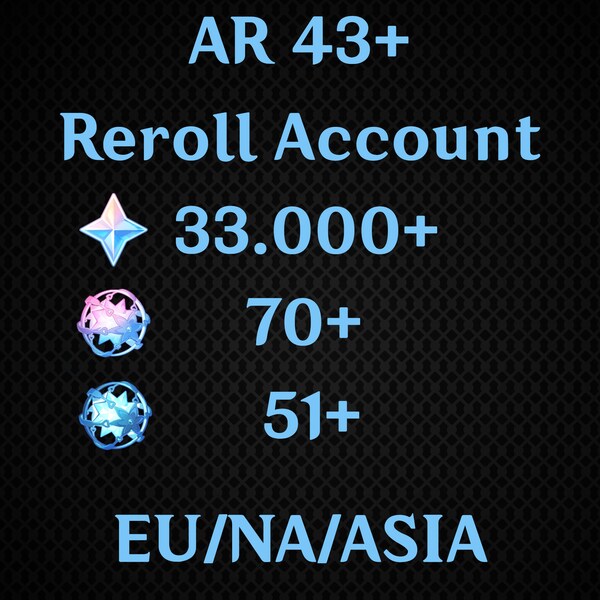 EÚ/Na/Asia Genshin Impact Reroll Account 320+ predvolania AR43+ Random Traveler