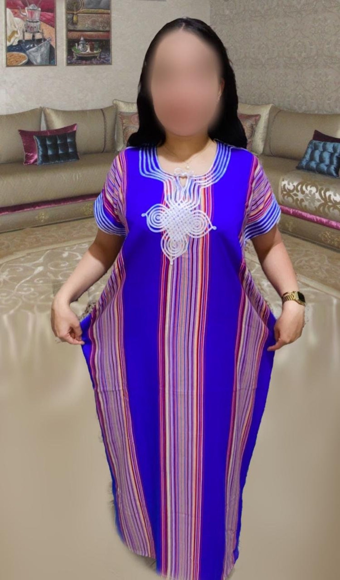 Traditional Moroccan Kaftan Elegant Striped Design in Various Colors ...