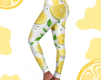 Citrus Splash High-Waisted Yoga Leggings - Fashion-forward Athleisure Comfort