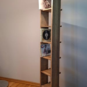 Modern Wooden CD Tower with Motion Light, Handmade Media Storage, Minimalist Audiophile Furniture