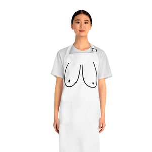 Funny saggy big boob apron | hilarious gift idea | boob outline | aesthetic apron | aesthetic kitchen housewarming | body positivity gift
