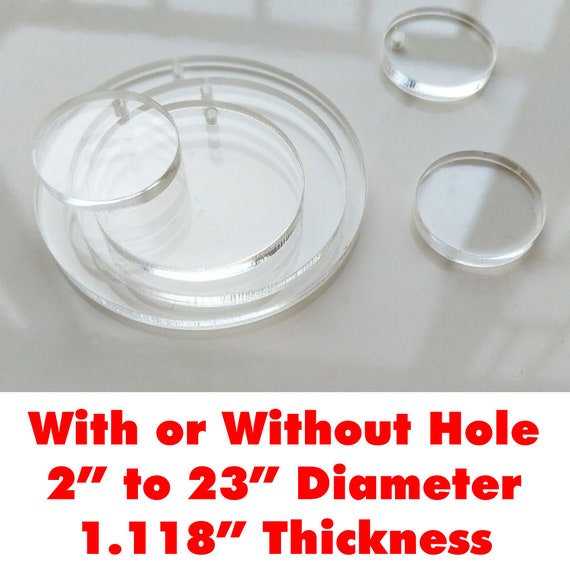 1/8 3mm Clear Acrylic Discs With or Without Hole, X-mas Ornament, 2 to 23  Diameter, Premium Quality Acrylic, Transparent Discs cali48 