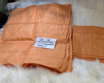 Peach Aso Oke Bridal Set: Gele, Ipele & Fila Strip