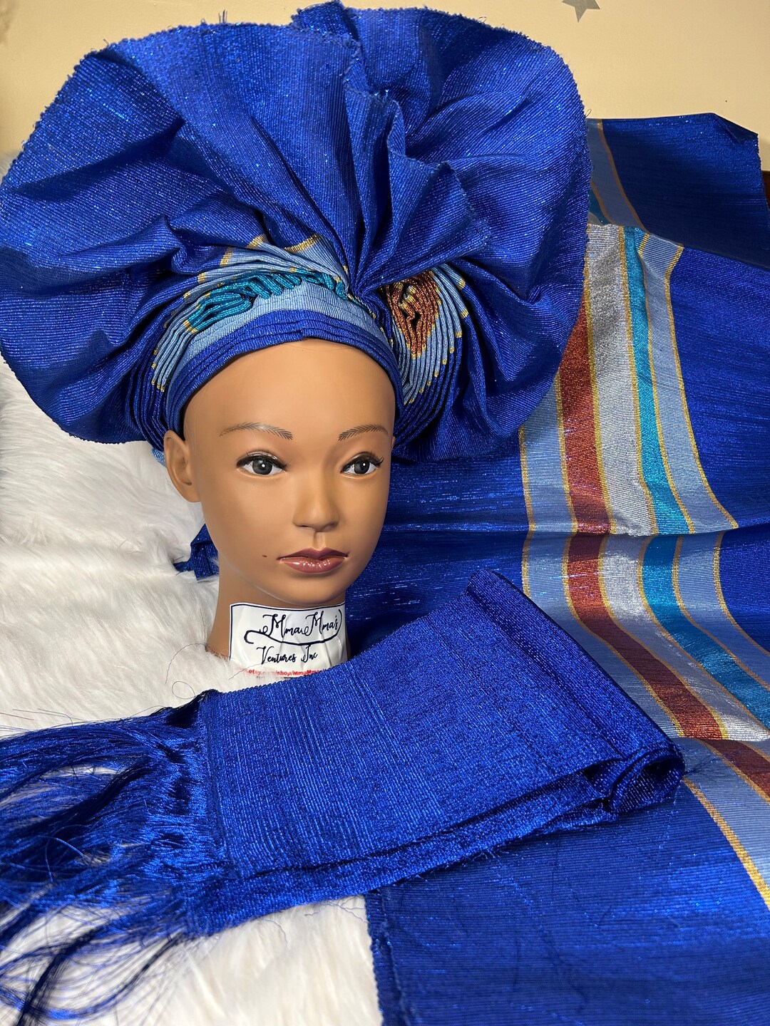 Aso Oke Set, Complete Couple Bridal Set Aso Oke, Auto Gele Ready (head ...