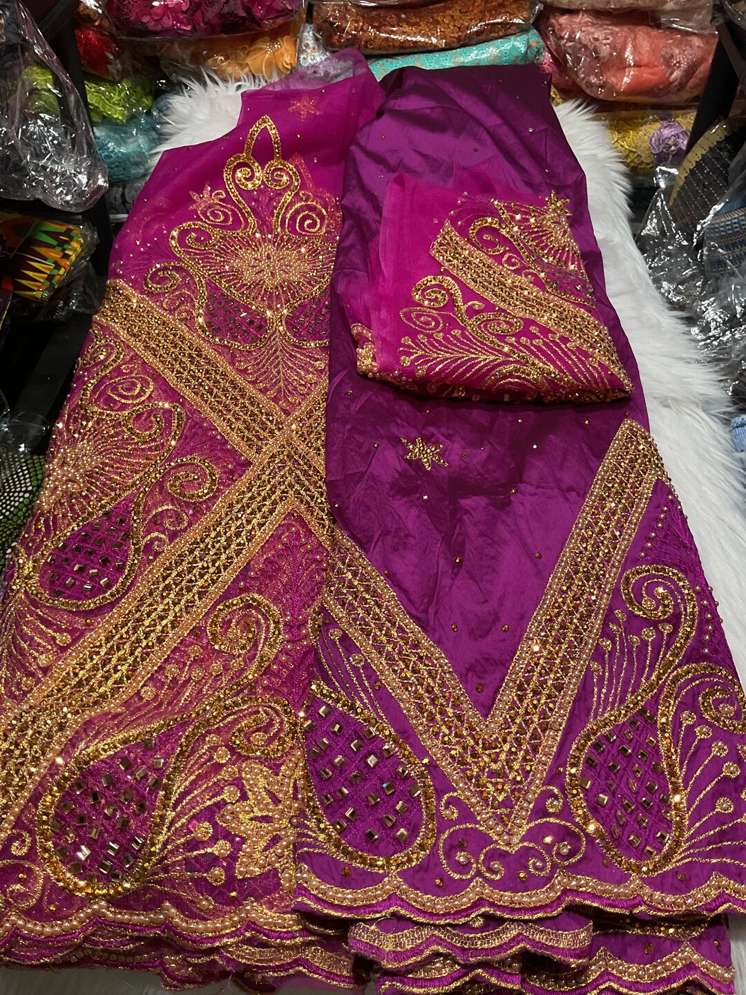 Nigeria Silk George Fabric, High Quality Indian Raw Silk for Women/men ...