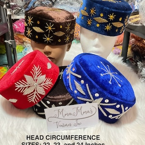 Beaded Velvet Igbo Ozo Cap: Nigerian Mens Hat