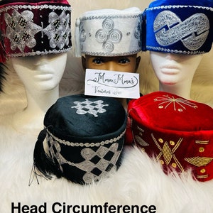 Beaded Velvet Igbo Ozo Cap: Nigerian Wedding Hat
