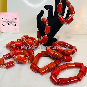 Edo Coral Beaded Bracelet: Igbo Benin Yoruba Style