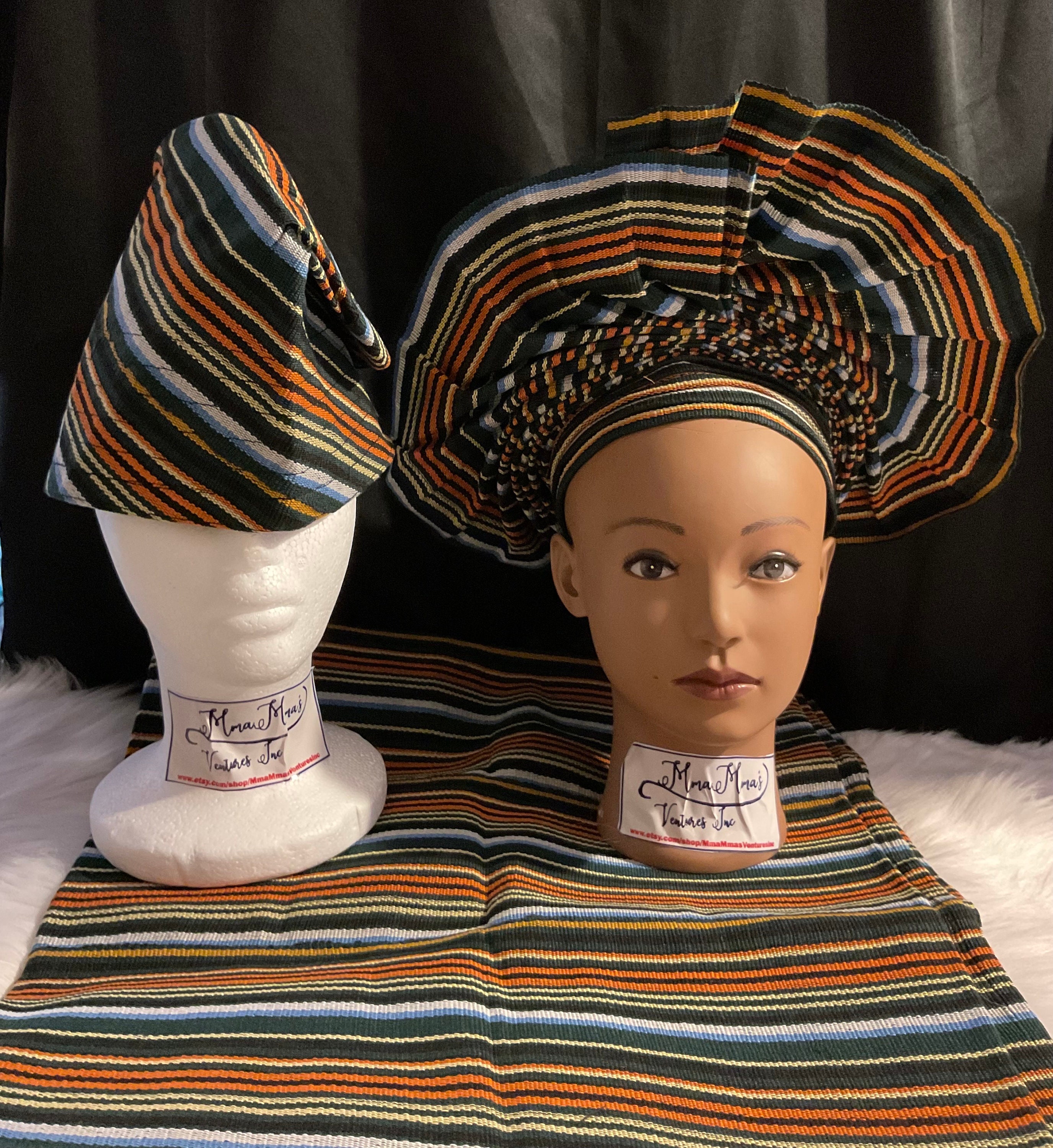 Aso Oke Auto Gele Complete Bridal Set: Nigerian Headwrap  display picture 1