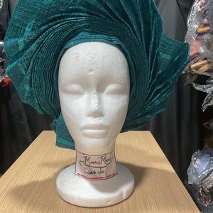 Aso Oke Nigeria Metallic  auto gele , ready to wear gele, African hat, traditional wedding hat, pre-tied headgear, headwrap, Head-tie.
