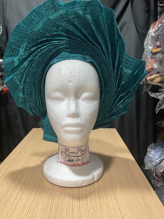 Luxury Metallic Aso-oke AUTO GELE Turban Gele Hat Headtie Amazon.com: Auto Gele African Head Tie of Nigeria ASO Oke  main image 3