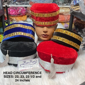 Beaded Velvet Igbo Cap: Nigerian Ozo Hat