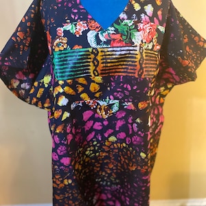 Adire/Kampala Tye & Dye Bubu, women bubu,  African Kaftan, SHORT LENGTH African women bubu, Handmade -Fits up to XXL (2XL) sizes.Senegalese