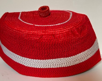 Hausa cap/hat, Northern Nigeria Fulani Hat Mallam hat, African Kufi hat, Kanuri, kufi hat/cap, northern Ghana hat. Soft handcrafted -Size 22