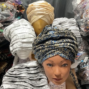 DAMASK TURBAN Scarf, headband, head covering, pre-tied, headwear, head wrap, twist, women fashion, African turban headwear, Nigerian turban
