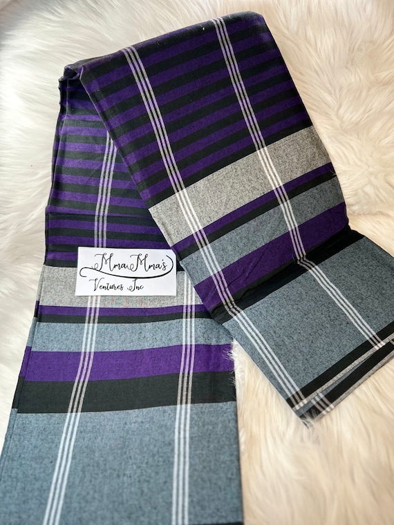 Purple Gray Plain George Fabric: Nigerian Lace Wrapper (6 Yards)