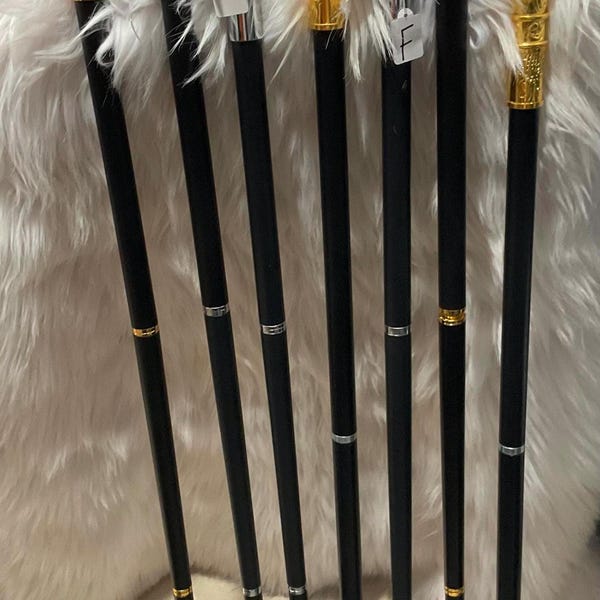 Adjustable African Walking Cane – Gold and Silver Diamond Handle, Fashion Accessory