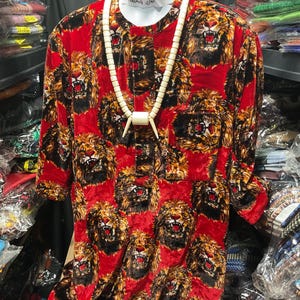 Isi Agu/Tiger Head Ozo/Ichie Ozo outfit, Isi Agu Igbo, Nigerian men shirt, Igbo shirt-men wedding. Igbo cultural shirt. Short Sleeve. RED