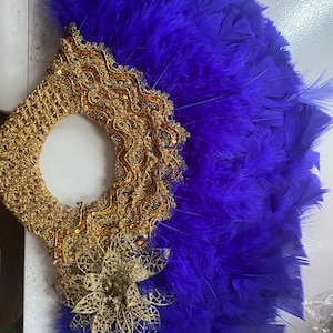 Feathers African Hand Fan, Bridal Hand Fan, Traditional Wedding Hand Fan, Nigeria Wedding Hand Fan, Women Wedding Hand Fan. Wand handfan.