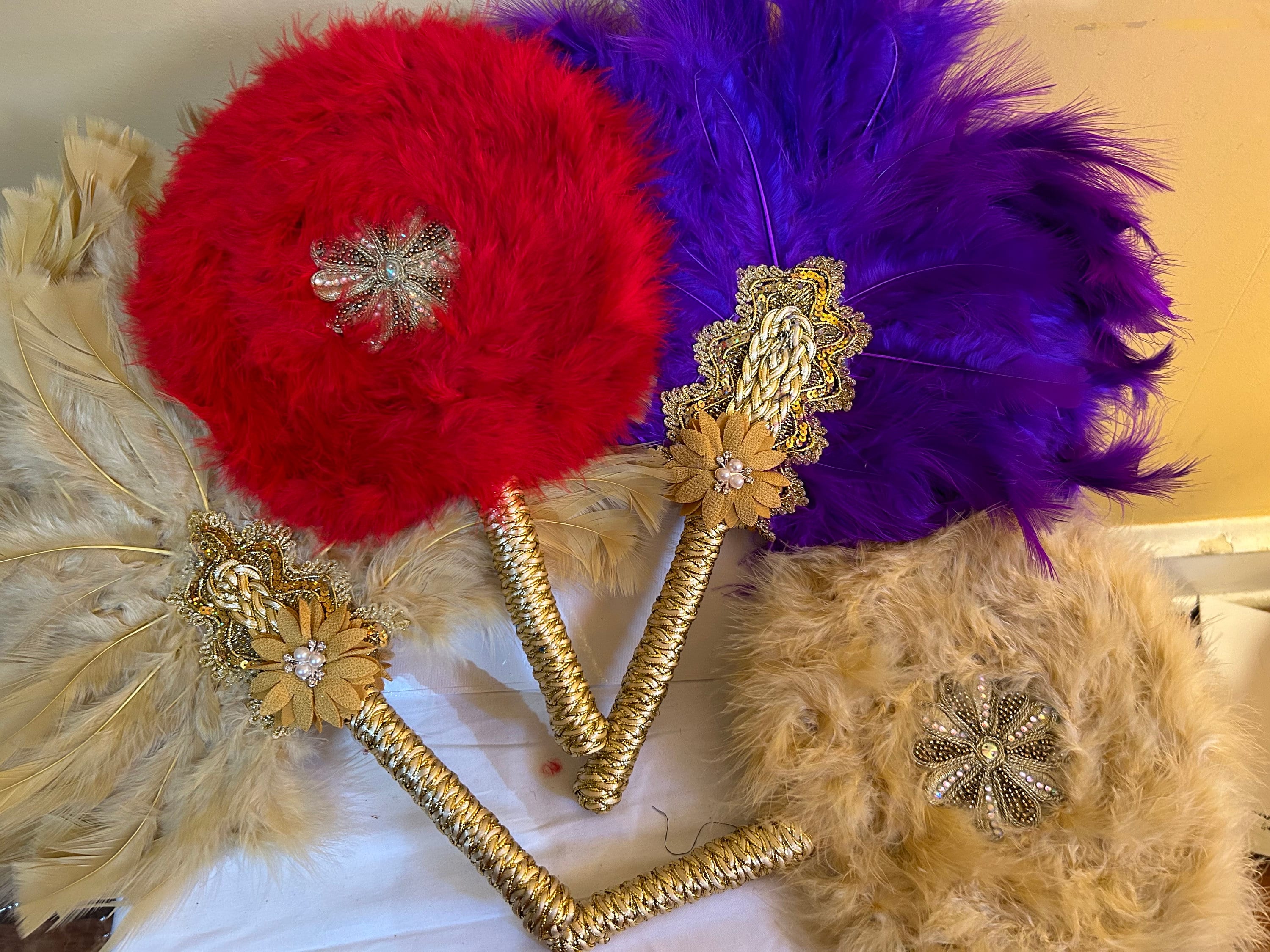 Feathers African Hand Fan, Bridal Hand Fan, Traditional Wedding Hand
