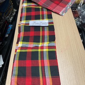 African George Fabric Wrappers, Red Black Plaid Print, 6 Yards