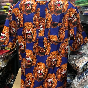 Isi Agu/Tiger Head Ozo/Ichie Ozo outfit,African Men, Isi Agu Igbo, Nigerian men shirt, Igbo shirt-men wedding. Igbo cultural shirt. BLUE