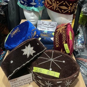 Beaded Velvet Igbo Ozo Cap: Nigerian Wedding Hat